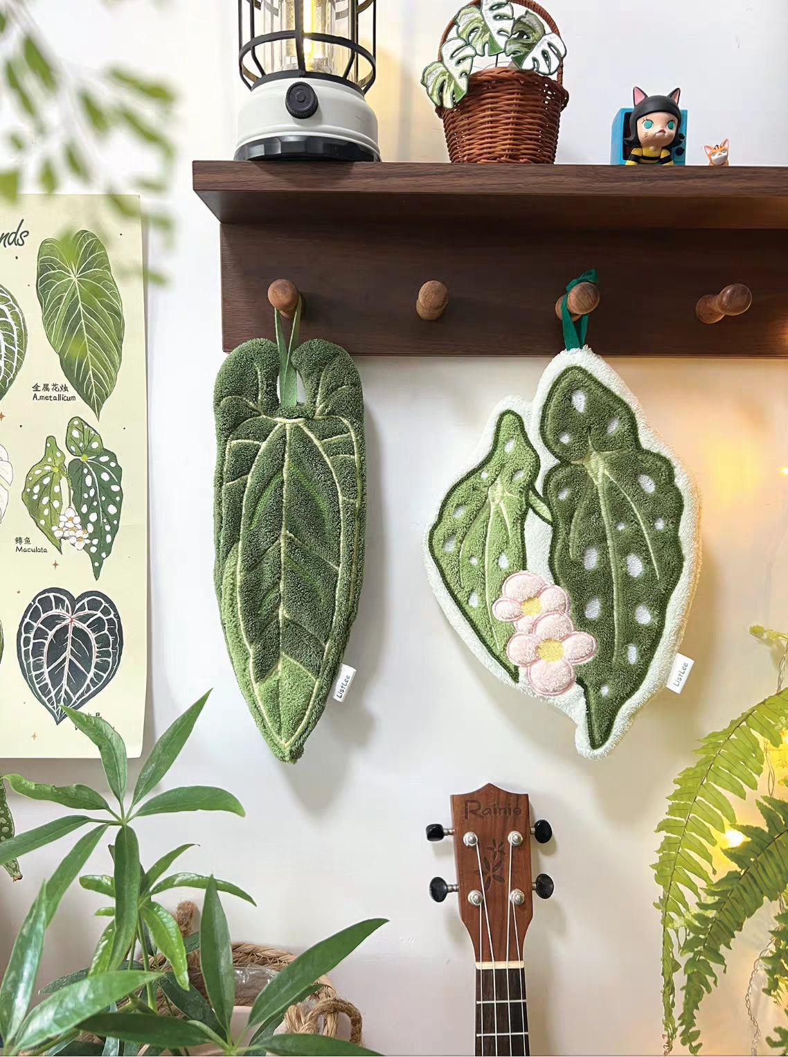 Coral Fleece Hand Towel for Home - Tropical Plants