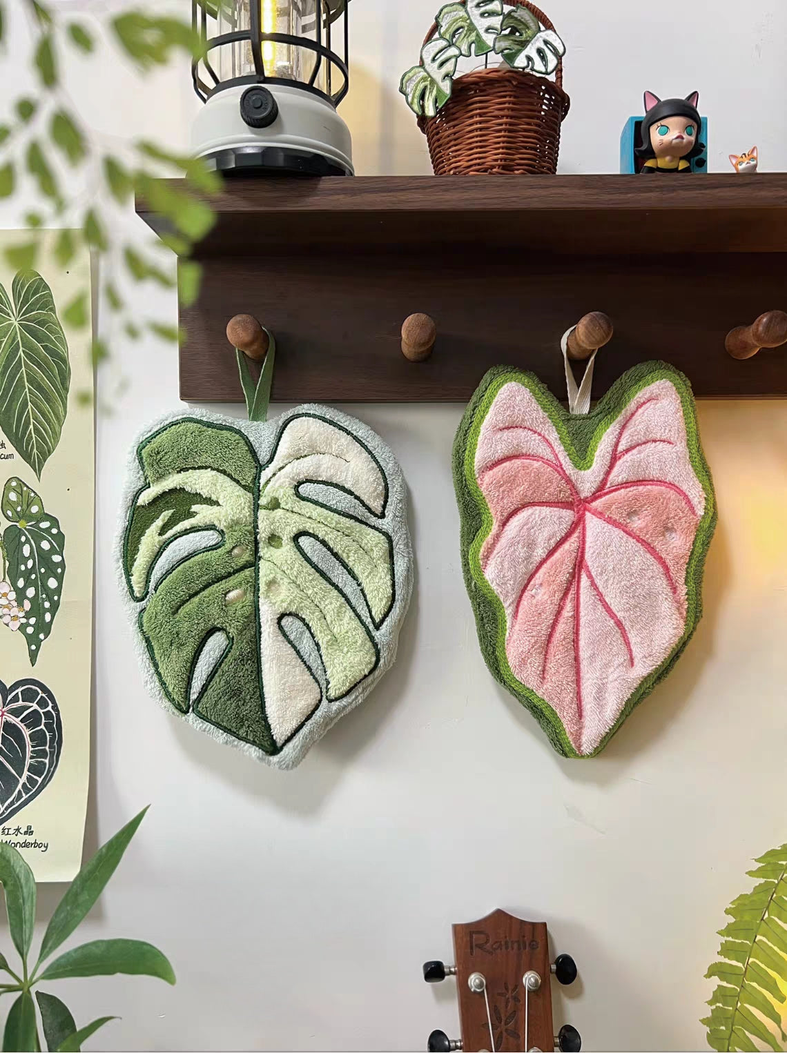 Coral Fleece Hand Towel for Home - Tropical Plants