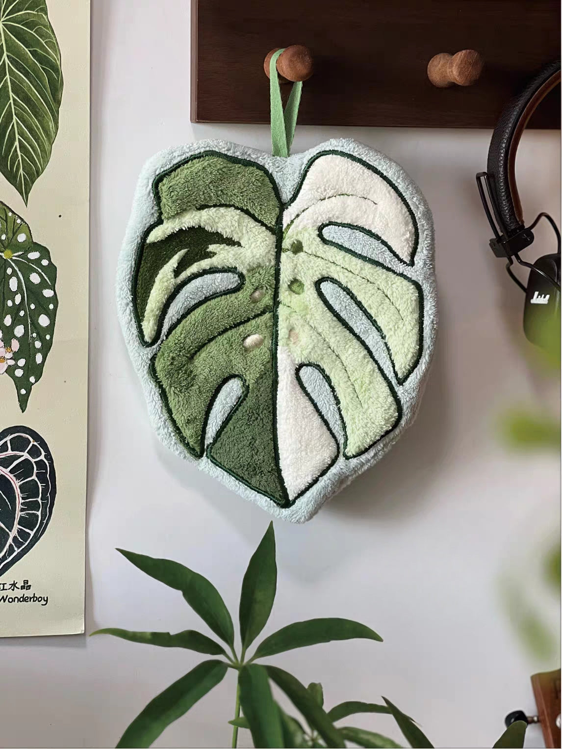 Coral Fleece Hand Towel for Home - Tropical Plants