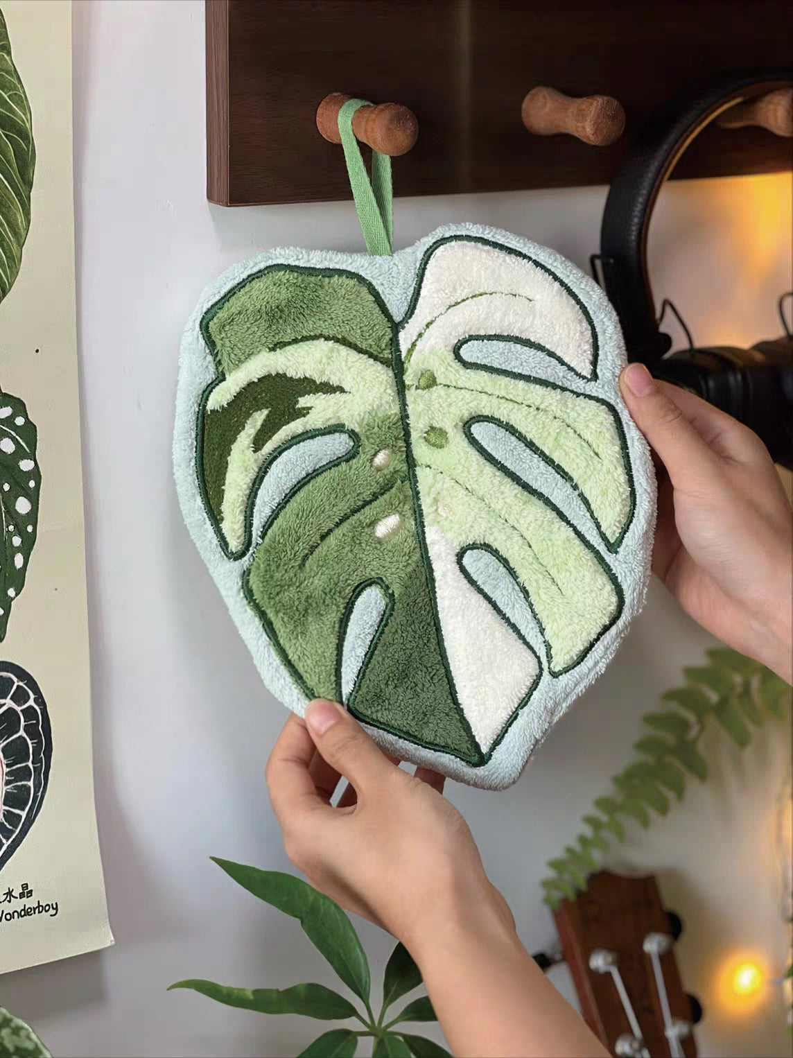 Coral Fleece Hand Towel for Home - Tropical Plants