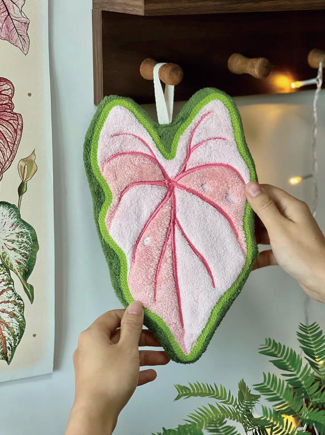 Coral Fleece Hand Towel for Home - Tropical Plants