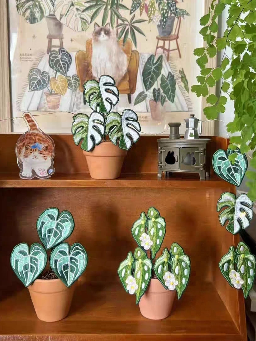 Handmade Embroidered Potted Plants - Desk Decor/Pins