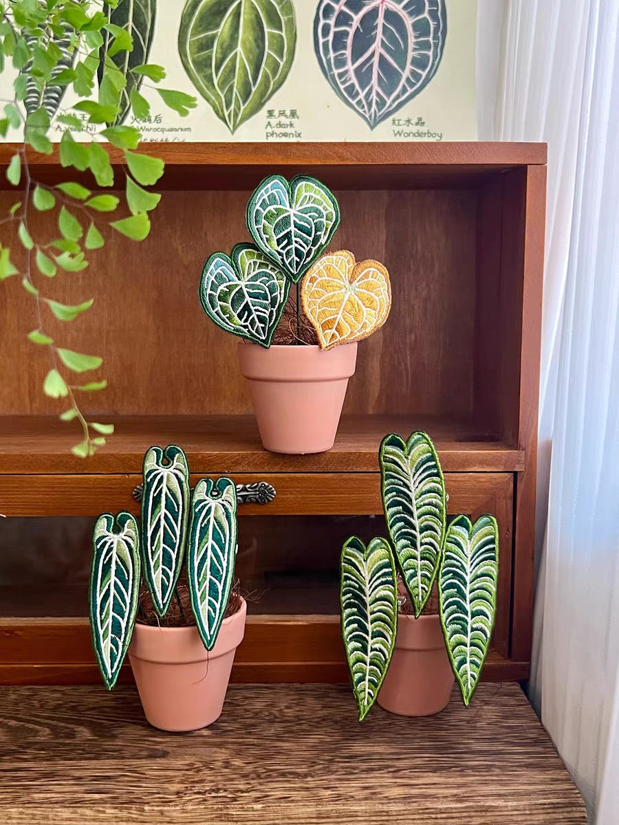 Handmade Embroidered Potted Plants - Desk Decor/Pins