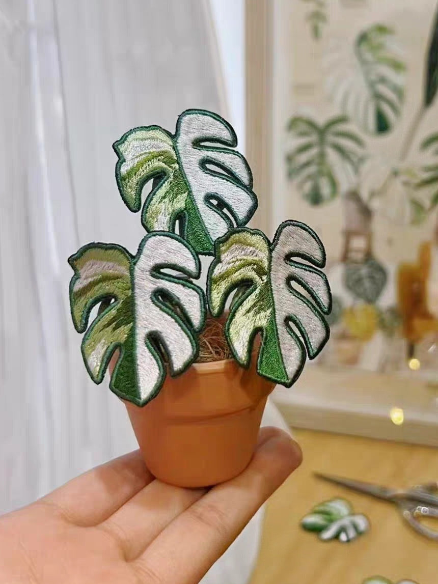 Handmade Embroidered Potted Plants - Desk Decor/Pins