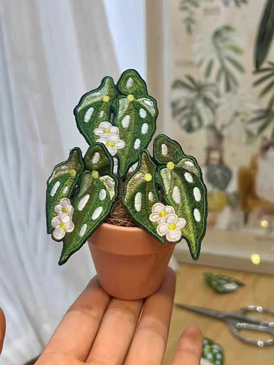 Handmade Embroidered Potted Plants - Desk Decor/Pins