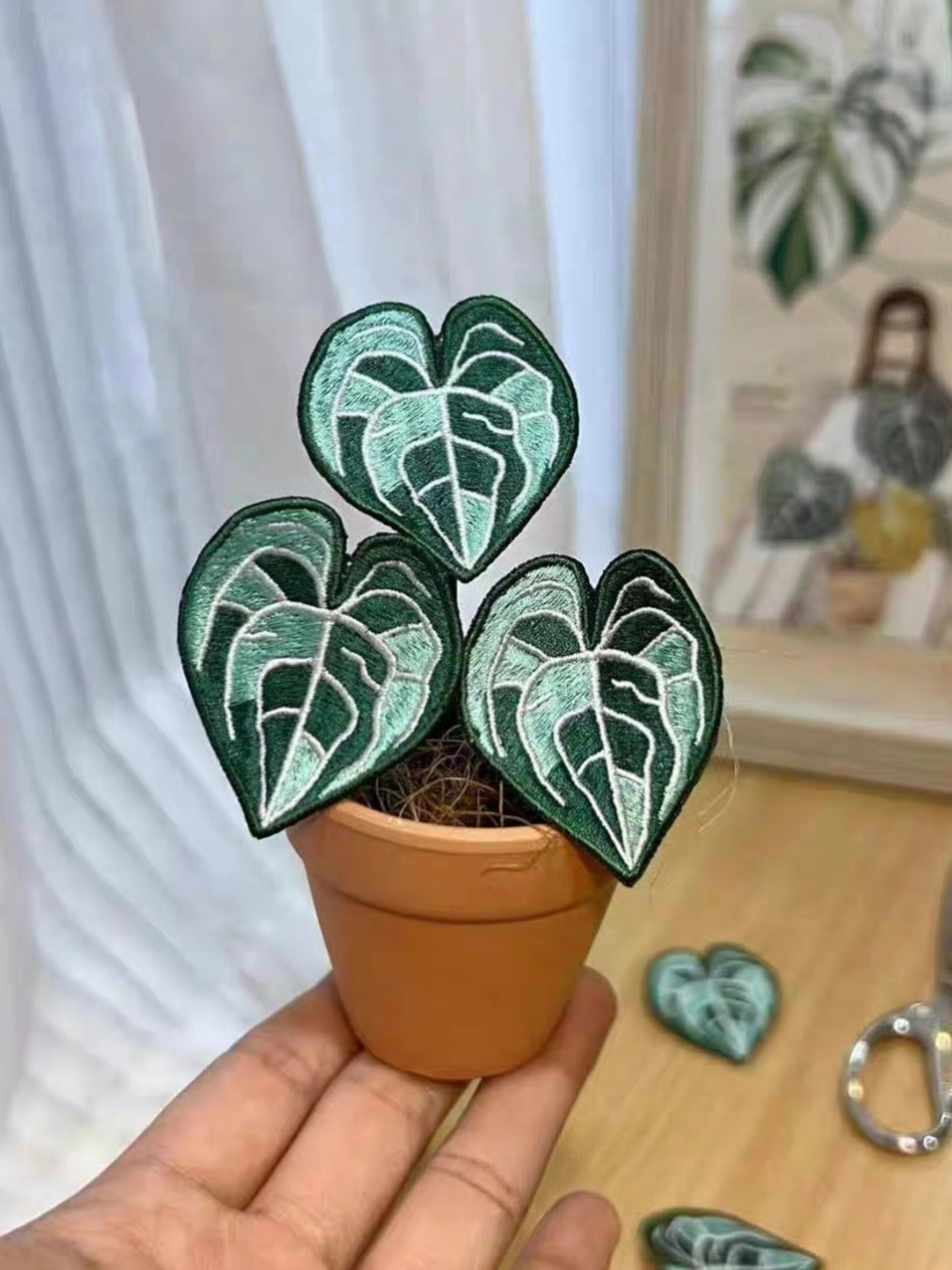Handmade Embroidered Potted Plants - Desk Decor/Pins