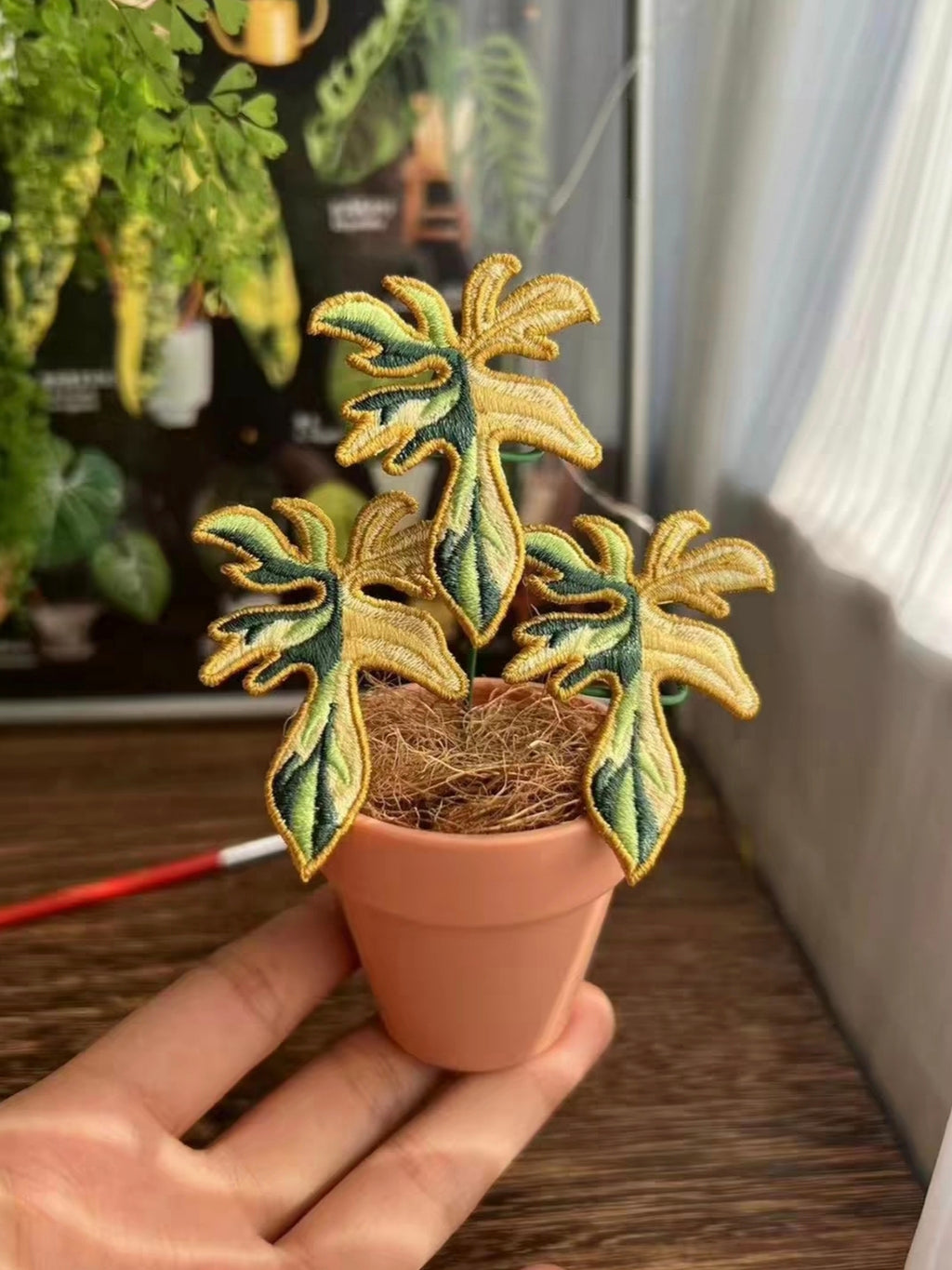 Handmade Embroidered Potted Plants - Desk Decor/Pins
