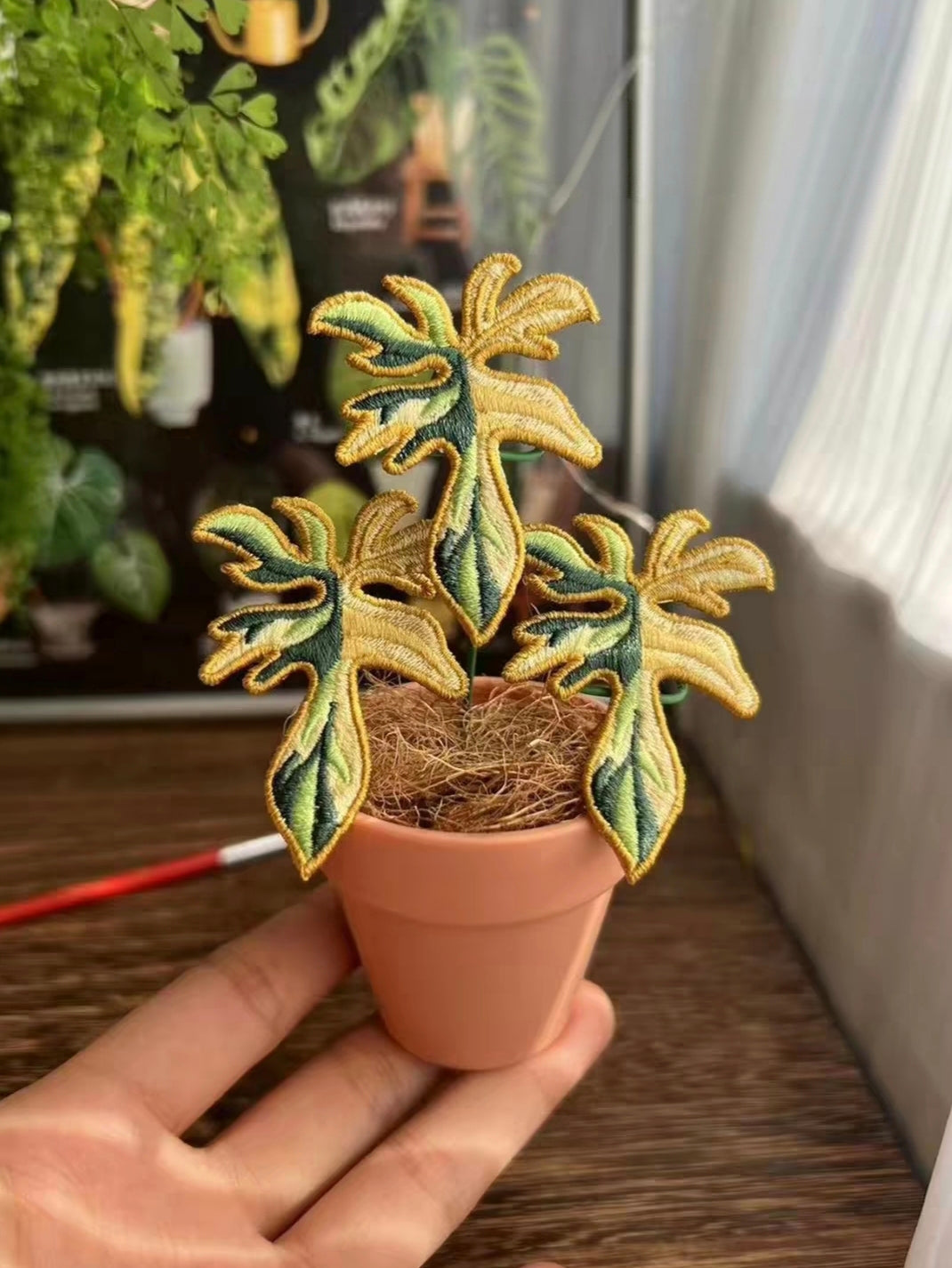 Handmade Embroidered Potted Plants - Desk Decor/Pins