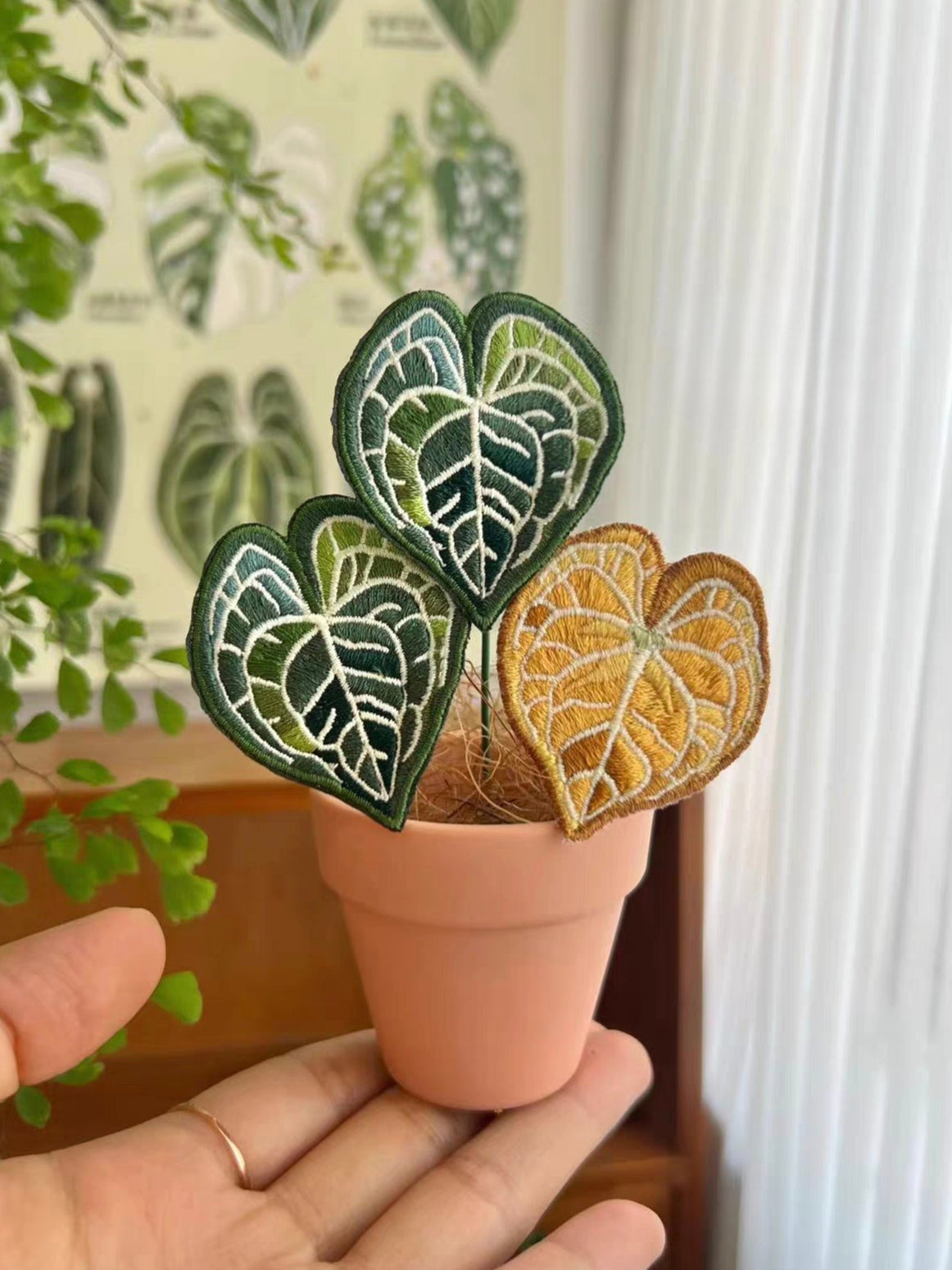 Handmade Embroidered Potted Plants - Desk Decor/Pins