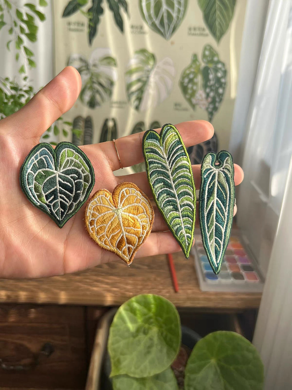 Handmade Embroidered Pin - Tropical Plant