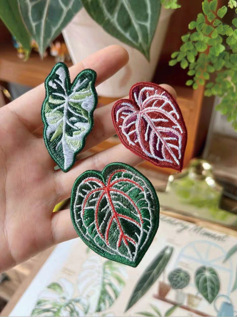 Handmade Embroidered Pin - Tropical Plant