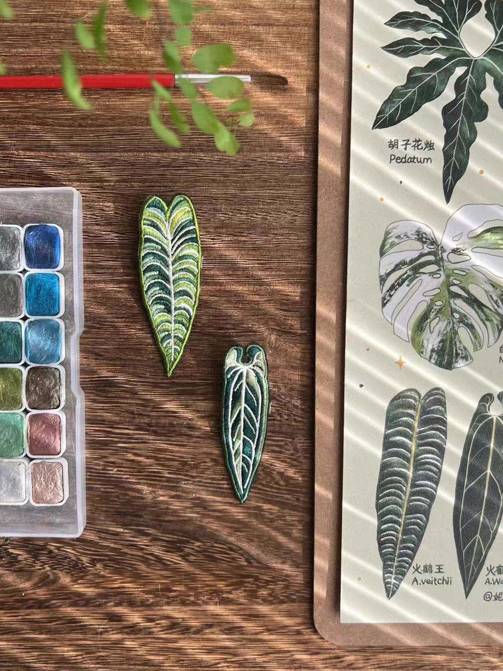 Handmade Embroidered Pin - Tropical Plant