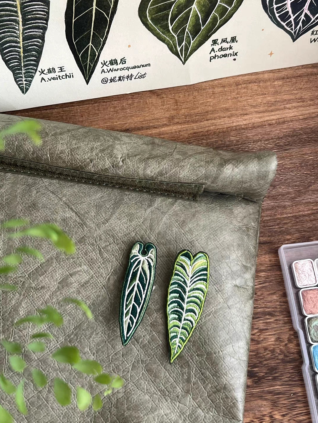 Handmade Embroidered Pin - Tropical Plant