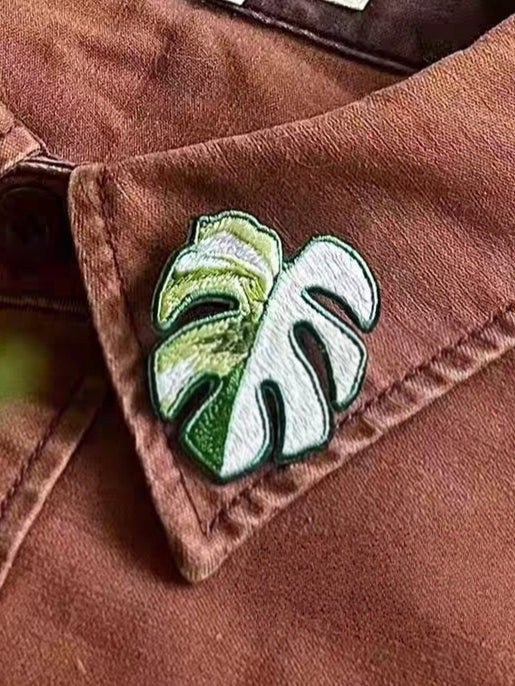 Handmade Embroidered Pin - Tropical Plant