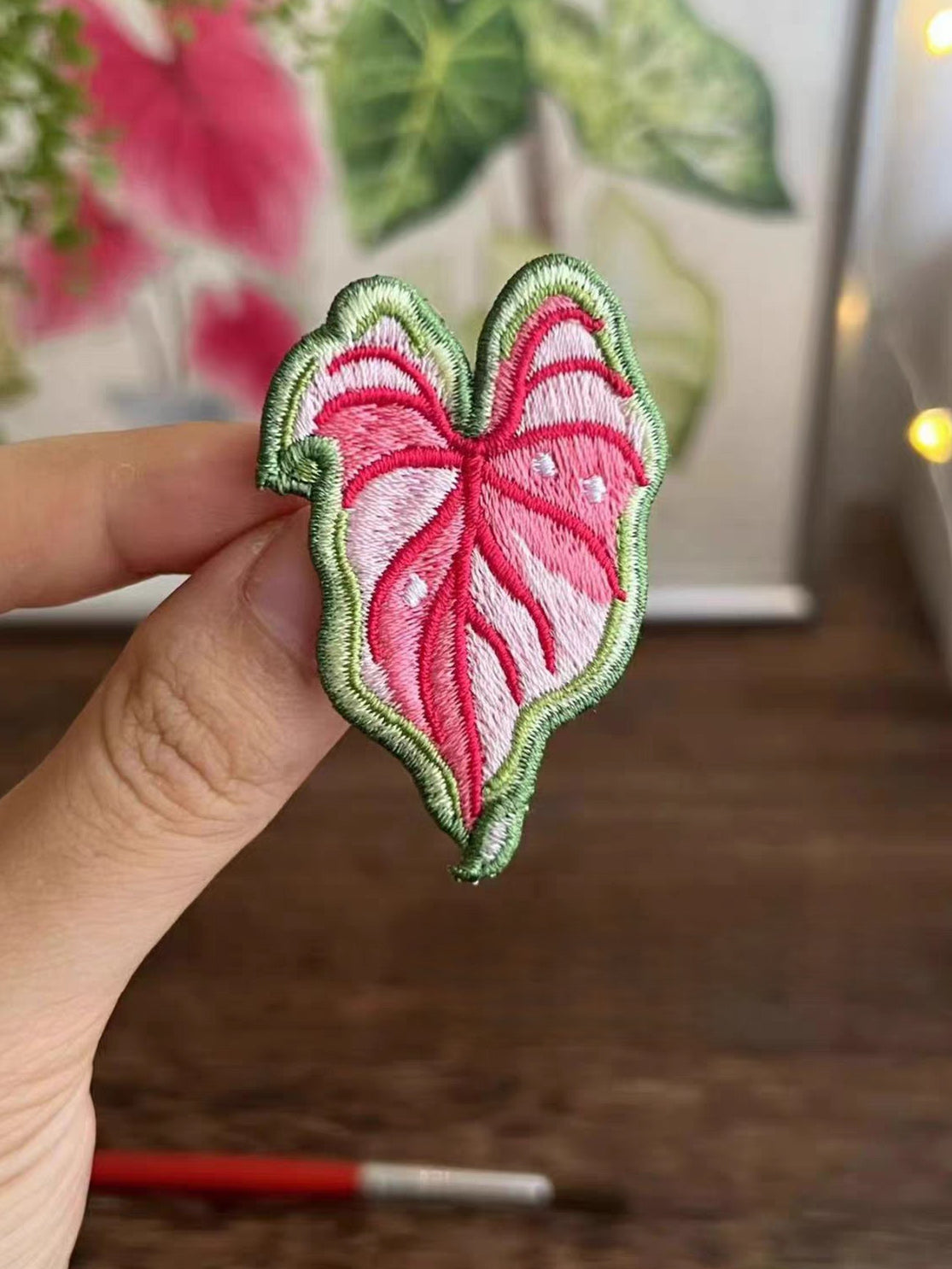 Handmade Embroidered Pin - Tropical Plant