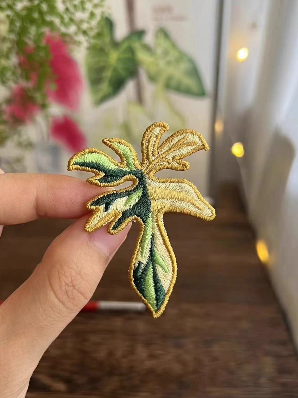 Handmade Embroidered Pin - Tropical Plant