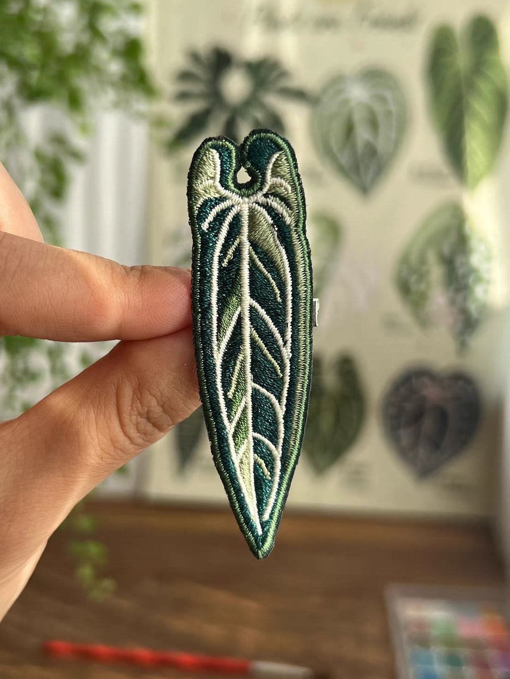 Handmade Embroidered Pin - Tropical Plant