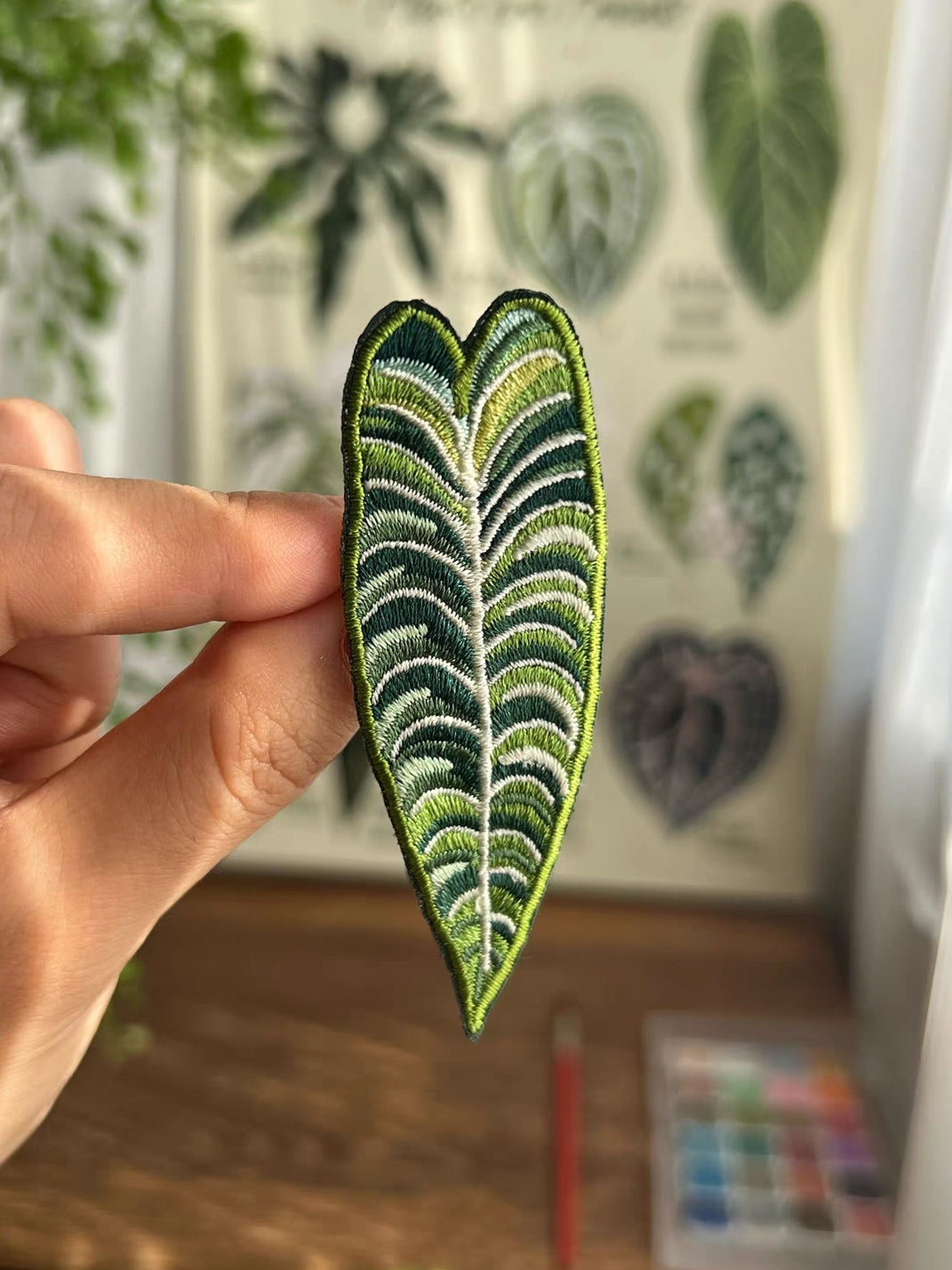 Handmade Embroidered Pin - Tropical Plant