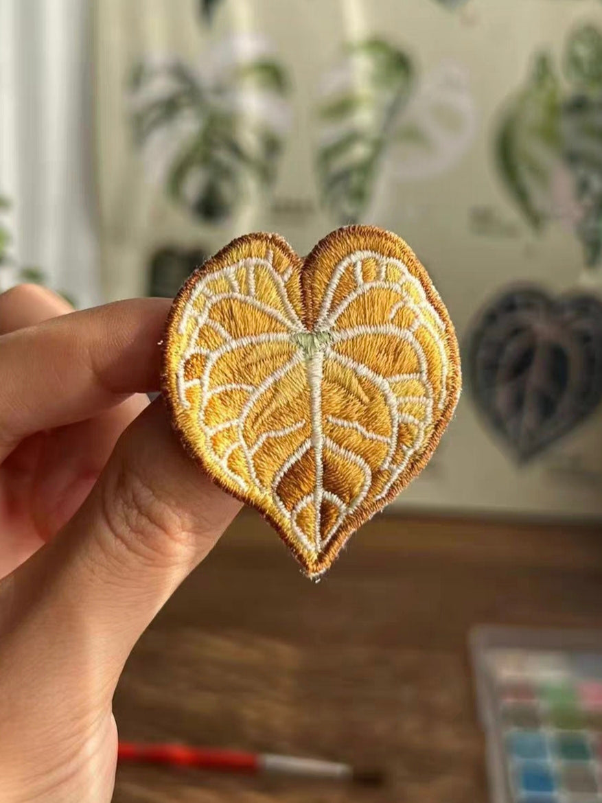 Handmade Embroidered Pin - Tropical Plant