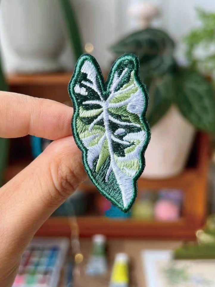 Handmade Embroidered Pin - Tropical Plant